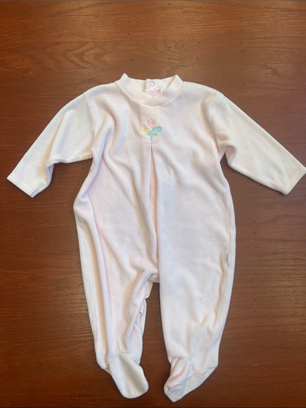 Bon Bebe Light Pink Floral Footed One-Piece
